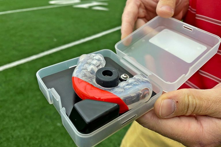 image of specialized mouthguard with sensors inside