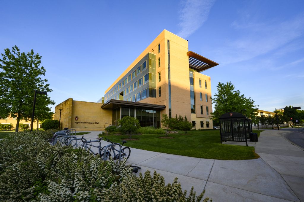 Signe Skott Cooper Hall is pictured at the University of Wisconsin-Madison on June 7, 2020. The building is home to the School of Nursing. (Photo by Bryce Richter / UW-Madison)