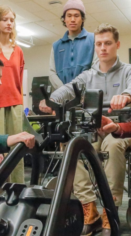 Biomedical engineering undergraduate students Josh Andreatta, Annabel Frake, Tim Tran, Samuel Skirpan and Roxi Reuter have taken a standard rowing machine and modified it so that it’s easily convertible for users in wheelchairs.